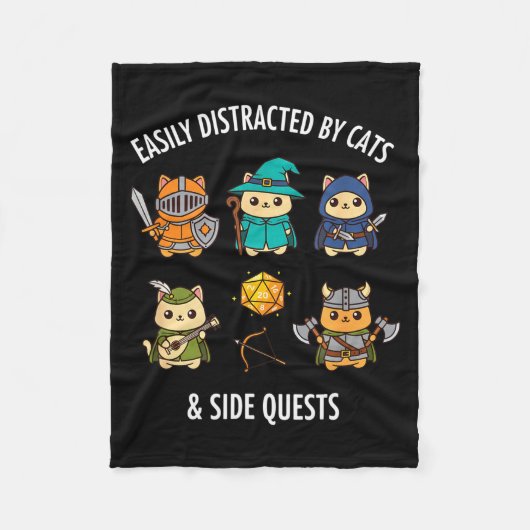 Cat Easily Distracted By Cat & Side Quests Rpg Fleece Deken (Voorkant)