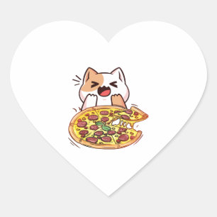 Cat Eating A Pizza Hart Sticker