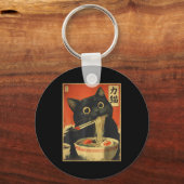 Cat Eating Ramen Funny Japanese Kawaii Cat Anime L Sleutelhanger (Voorkant)