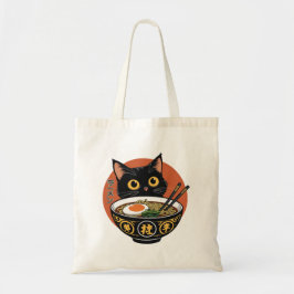 Cat eating ramen  tote bag