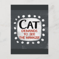 Cat eist Briefkaart van manager te zien