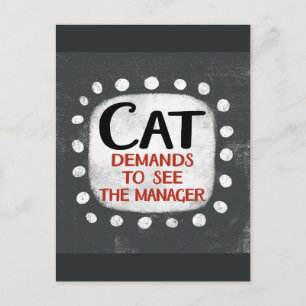 Cat eist Briefkaart van manager te zien