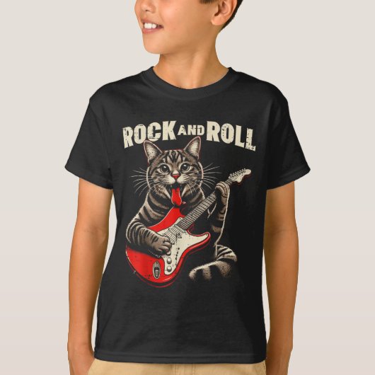 Cat Electric Guitar Rock And Roll Rocker Kitten Me T-shirt (Voorkant)