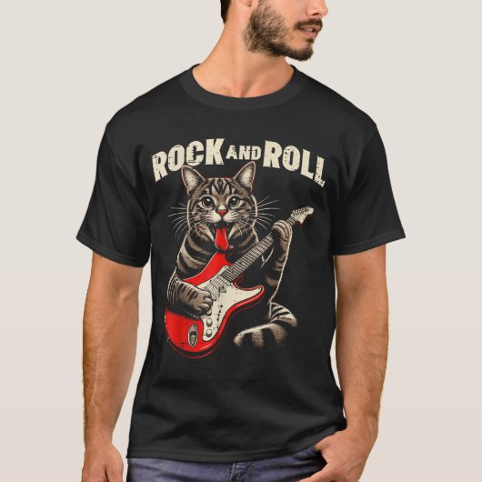 Cat Electric Guitar Rock And Roll Rocker Kitten Me T-shirt (Voorkant)