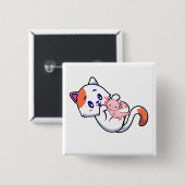 Cat en Axolotl Kawaii Neko Anime Square Button (Voorkant /achterkant)