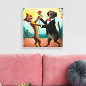 Cat en Dog Dansende Tango in Dance Club, AI Art Canvas Afdruk (Insitu (Woonkamer))