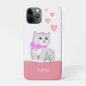 Cat en hart van de Cute Tabby op roze & wit Case-Mate iPhone Case (Achterkant)