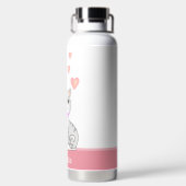 Cat en hart van de Cute Tabby op roze & wit Waterfles (Achterkant)