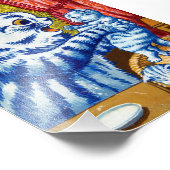 Cat en her Kittens Foto Afdruk (Hoek)