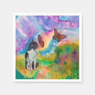 Cat en Monarchs Paper Napkins Servetten