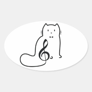 CAT- EN MUZIEKOPMERKING OVALE STICKER