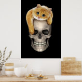 Cat en schedel poster (Keuken)