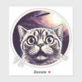 Cat en UFO Sticker (Vel)