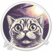 Cat en UFO Sticker (Voorkant)