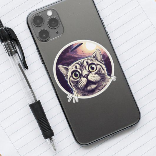 Cat en UFO Sticker