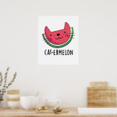 Cat-ermelon Funny Cat Watermelon Pun Poster (Keuken)
