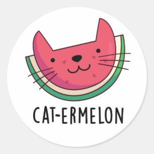 Cat-ermelon Funny Cat Watermelon Pun Ronde Sticker