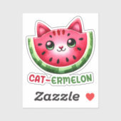 Cat-ermelon Funny Cat Watermelon Pun Sticker (Vel)