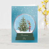 Cat Escalade a Tree Snow Globe Carte de Noël (Fleur jaune)