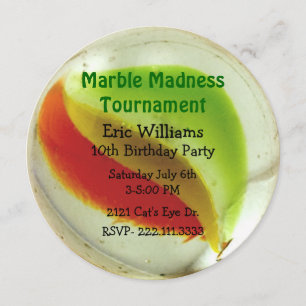 Cat Eye Marble Birthday Party Invitation Kaart