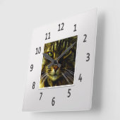 Cat Eyes Hypnotizing Silver Framed Photo Vierkante Klok (Hoek)