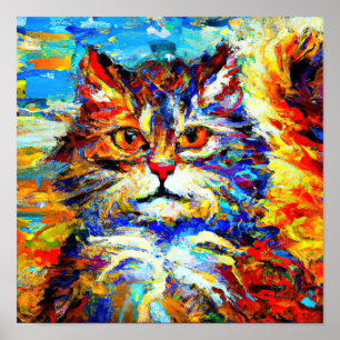 Cat Eyes No.1 in de stijl van Leonid Afremov. Poster