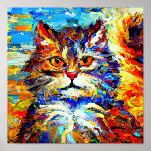 Cat Eyes No.1 in de stijl van Leonid Afremov. Poster (Voorkant)