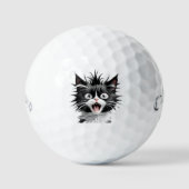 Cat Face Drawing Graphic Golf Ball Set van 3, Dozi Golfballen (Voorkant)
