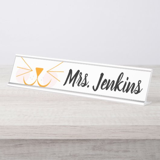 Cat Face Elementary Teachers Desk Name Bord Bureau Naambordje (Voorkant)