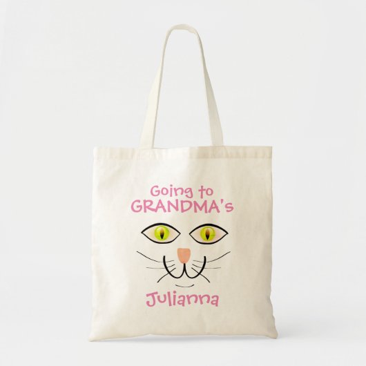 Cat Face Girls die naar oma gaan, overnachting Can Tote Bag (Voorkant)