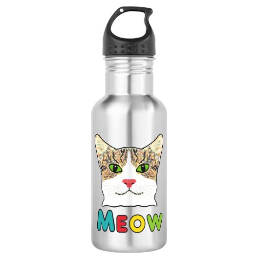 Cat Face Meow Waterfles (Voorkant)