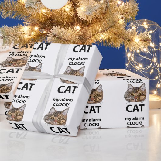 Cat Face My Alarm Clock Tabby Cat Cadeaupapier (Feestdagen)