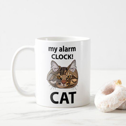 Cat Face My Alarm Clock Tabby Cat Koffiemok (Met donut)