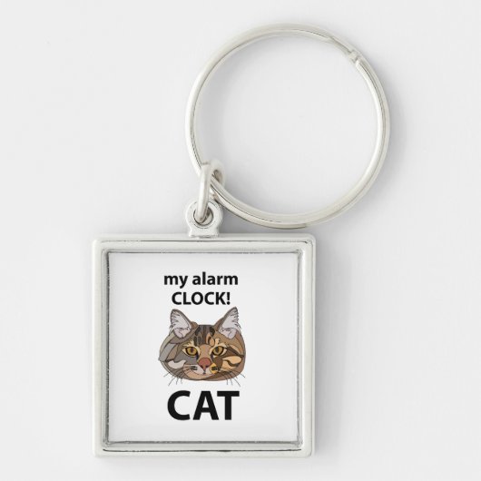 Cat Face My Alarm Clock Tabby Cat Sleutelhanger (Voorkant)
