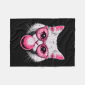 Cat Face Nk Gles Bubble Gum Cute Kitty Women Girls Fleece Deken (Voorkant (Horizontaal))