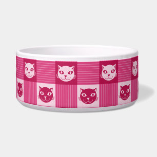 Cat Face Pink Gingham Pattern Cute Voerbakje