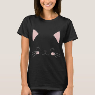 Cat Face Zwart T-shirt - Purrfect Casual Draag