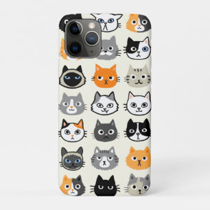 Cat Faces Patroon Cool Kitty Cat Lover's iPhone 11 Pro Hoesje