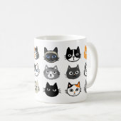 Cat Faces Patroon | Cool Kitty Cat Lover's Koffiemok (Voorkant rechts)