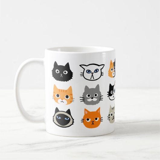 Cat Faces Patroon | Cool Kitty Cat Lover's Koffiemok (Links)