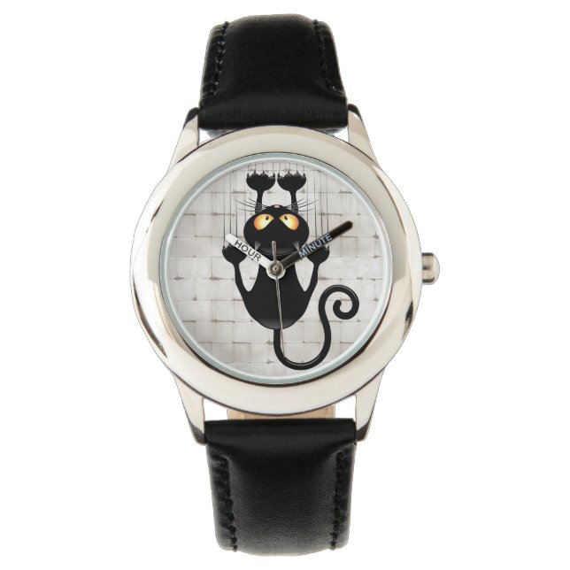 Cat Falling neergehaald leuke tekenfilm Horloge (Voorkant)