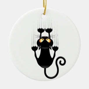 Cat Falling neergehaald leuke tekenfilm Keramisch Ornament