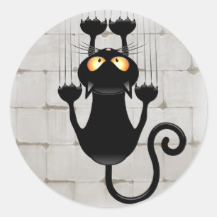 Cat Falling neergehaald leuke tekenfilm Ronde Sticker