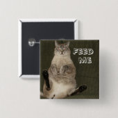 Cat "FEED ME" Square Button (Voorkant /achterkant)