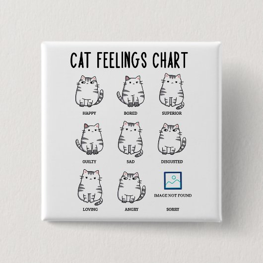Cat Feelings Chart Vierkante Button 5,1 Cm (Voorkant)