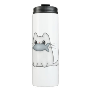 Cat Feline Little Cat Kawaii Fish Cartoon Mascot Thermosbeker