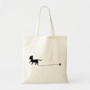 Cat Feline Yarn Ball Yarn Ball Silhouette Kat Tote Bag
