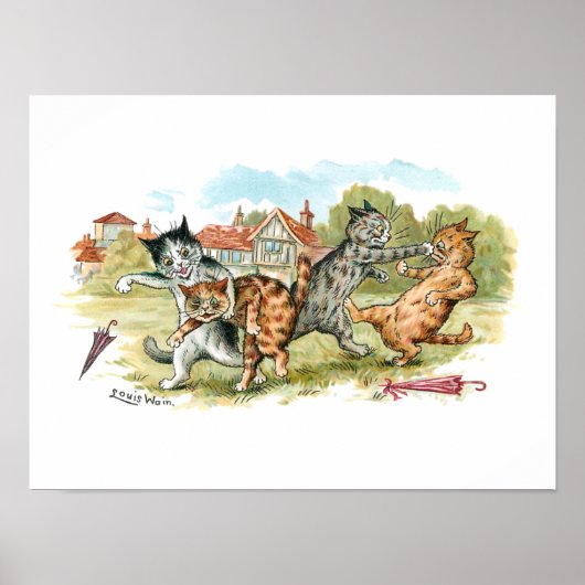 Cat Fight Louis Wain Poster (Voorkant)