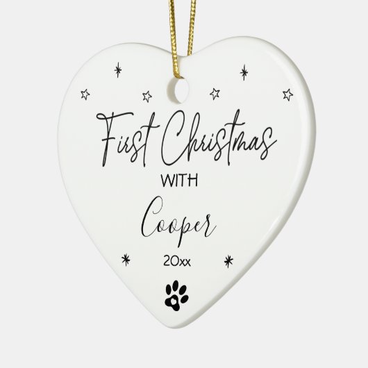 Cat First Christmas Aangepaste naam en foto Keramisch Ornament (Links)