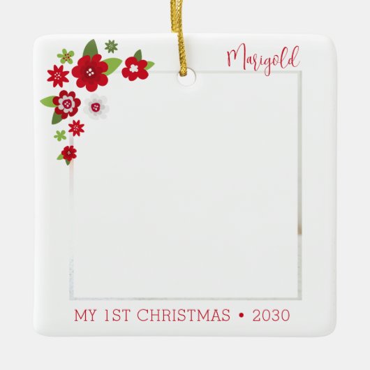 Cat First Christmas-foto Keramisch Ornament (Voorkant)